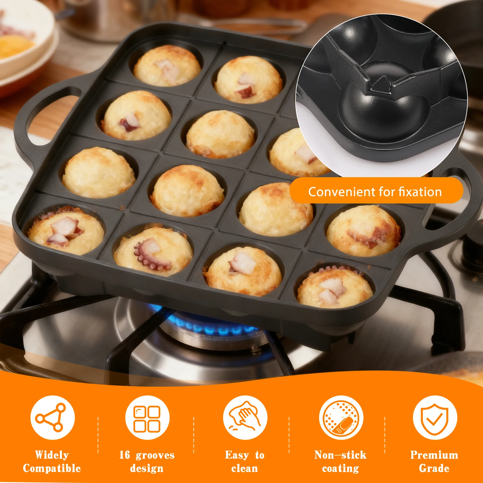 16 Holes Takoyaki Pan Cast Alu - Takoyaki Grill Plate ulasan dan harga