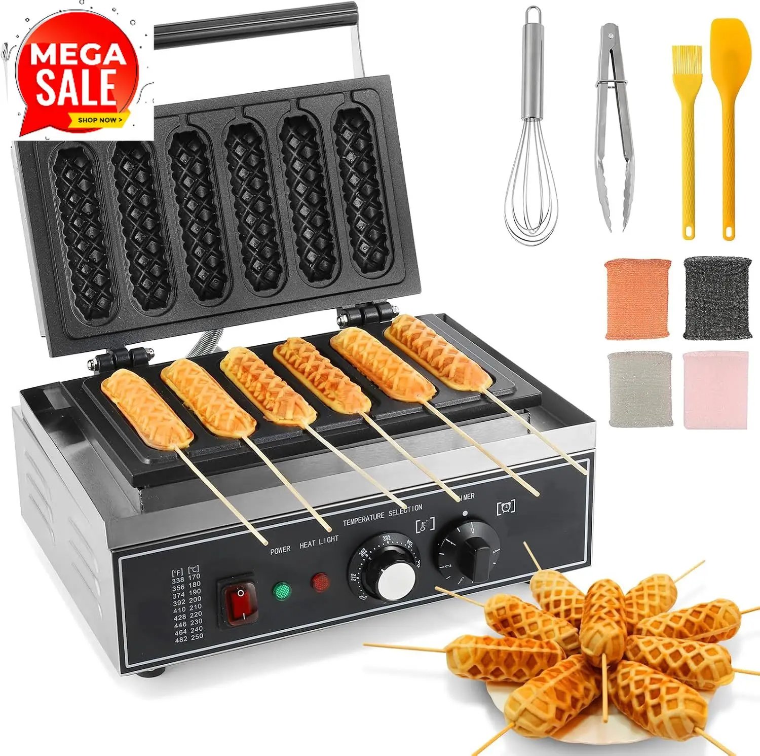 6Pcs Corn Dog Maker, 1550W Com - Corn Dog Stick ulasan dan harga