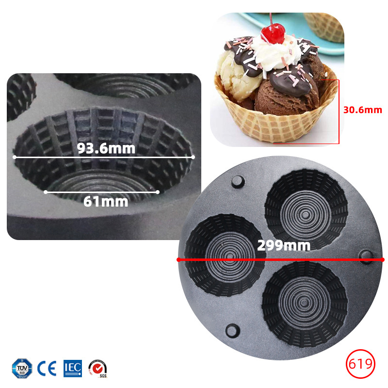 Commercial Triple-Hole Ice Cre - Waffle Cone Maker ulasan dan harga