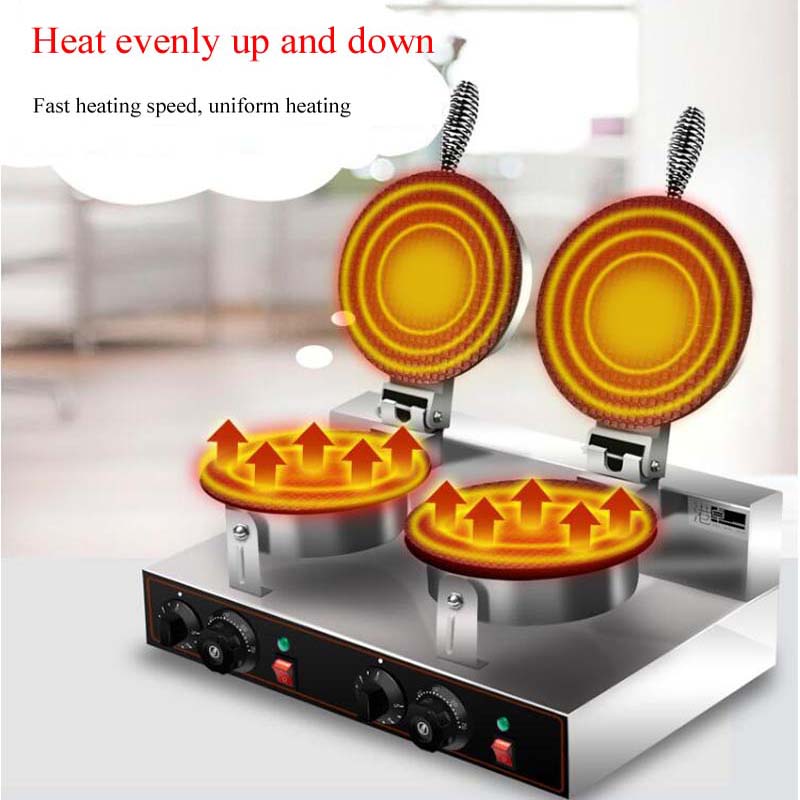 Commercial Double Round Waffle - Waffle Cone Maker ulasan dan harga