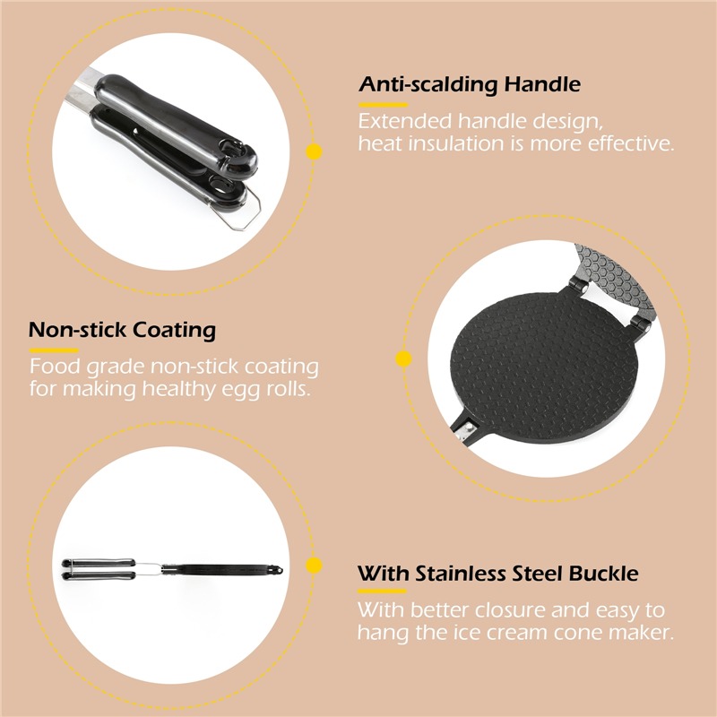 22cm Non-Stick Egg Roll Waffle - Waffle Cone Maker ulasan dan harga
